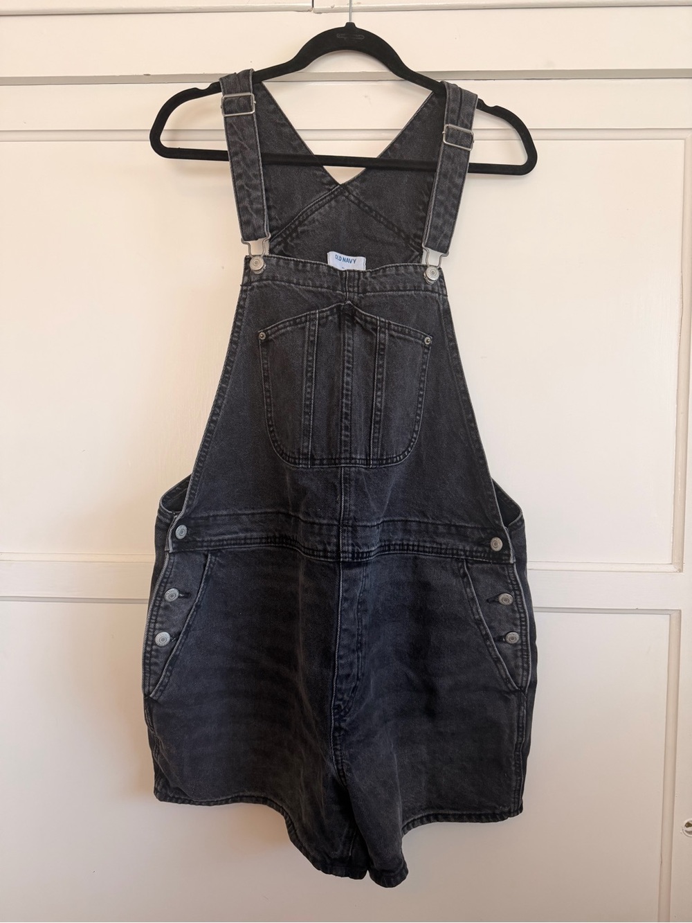 Black Denim Shots Overalls